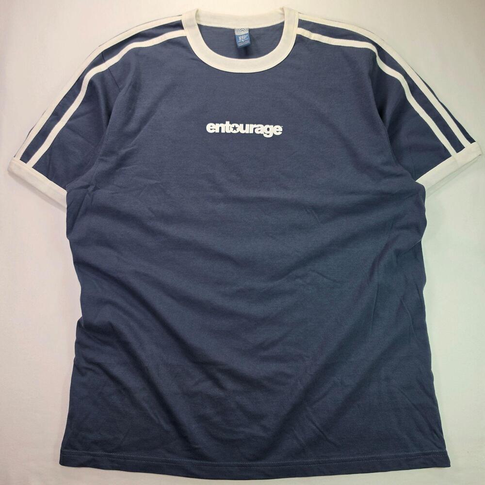 Vintage Y2K Entourage Shirt Mens L Blue Ringer HBO Logo TV Show Graphic Tee